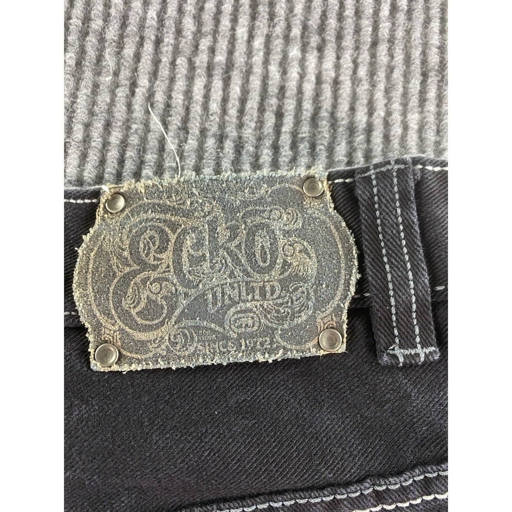 Ecko Jeans Men 38x32 Black Cotton Denim Streetwear Grunge Skater Baggy Fit Y2k - Picture 15 of 16